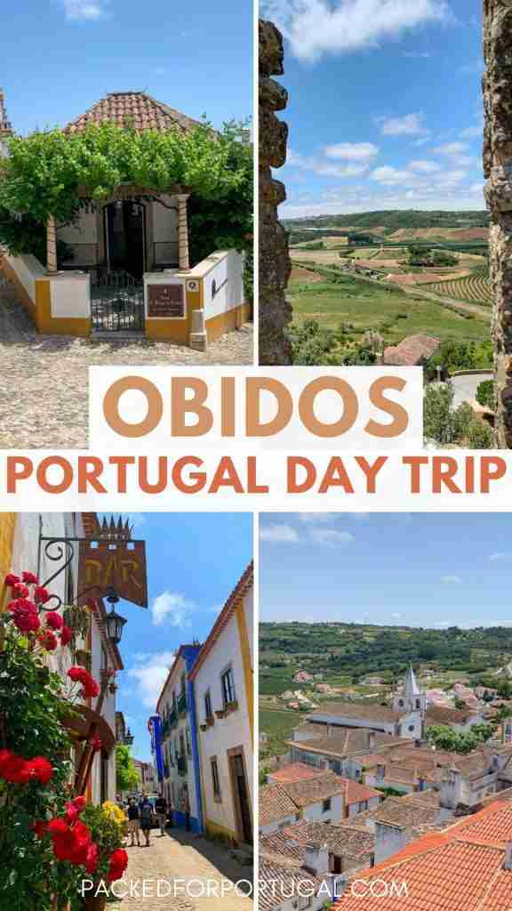 Obidos Portugal is a charming medieval town that is surrounded by a castle wall. It's a beautiful town to add to your Portugal travel itinerary. There are so many Portugal aesthetic photography spots to visit and it's just a quick day trip from Lisbon or Peniche. #portugaltravel